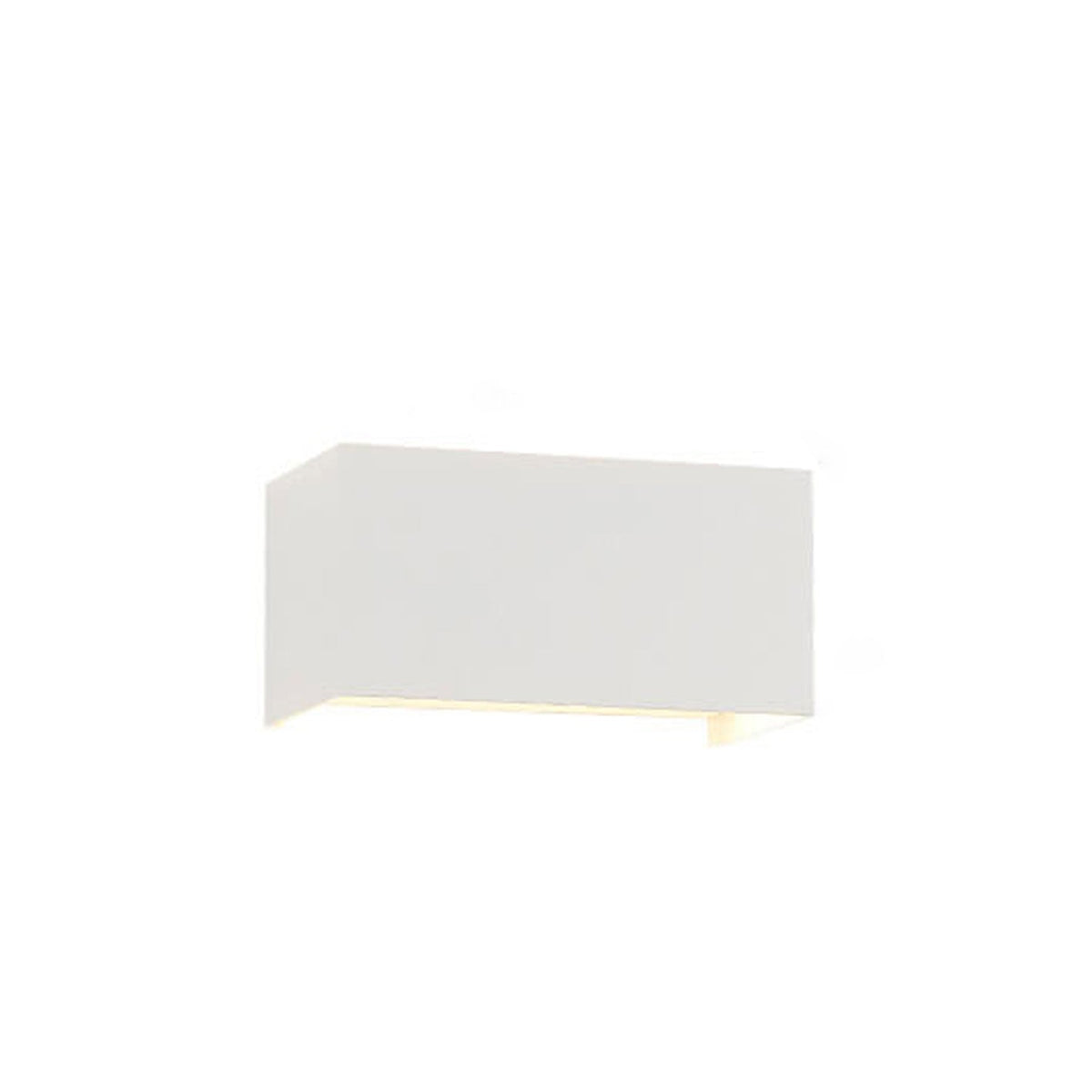 Modern, waterproof, rectangular outdoor LED wall light with up and down lighting.