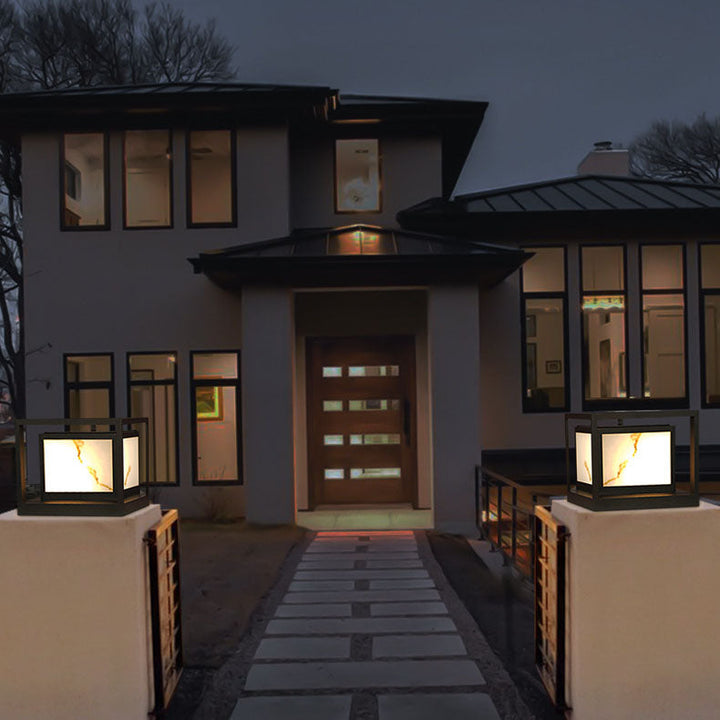Modern Solar Square Chinese Outdoor Column Head Light LED Lawn Landscape Light | Kalsten