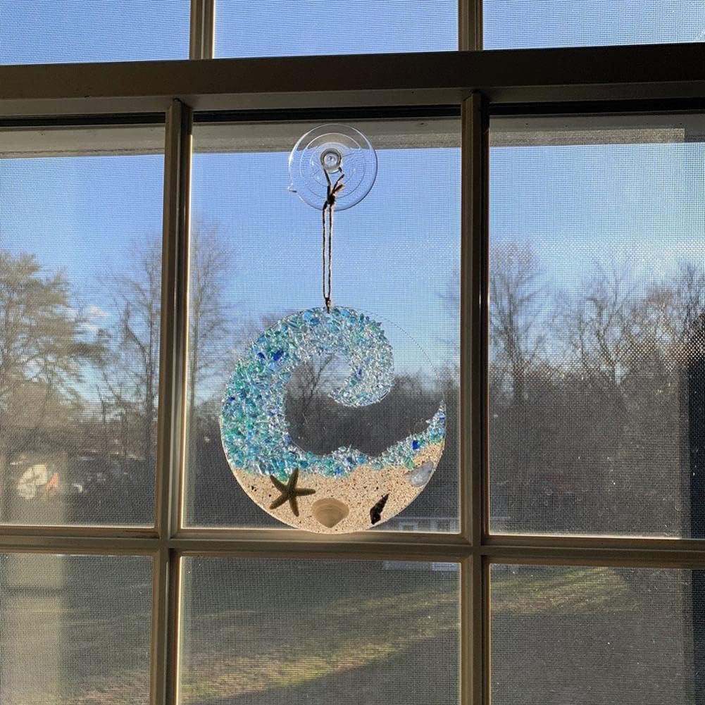 Kalsten | Sea glass sun catcher - Ocean breaking wave beach ornament