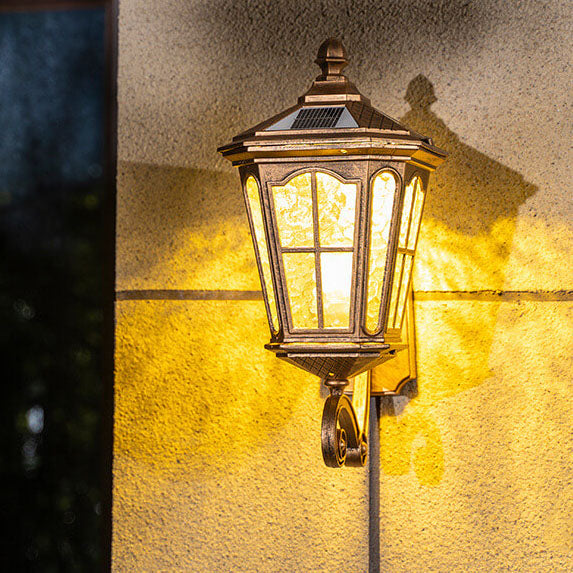 European Solar Outdoor Lantern Aluminum Glass Waterproof 1-Light Wall Sconce Lamp | Kalsten