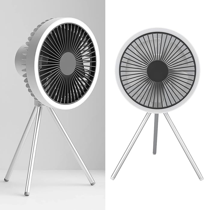 Rechargeable 10,000mAh Camping Fan with LED Lighting and Power Bank | Kalsten