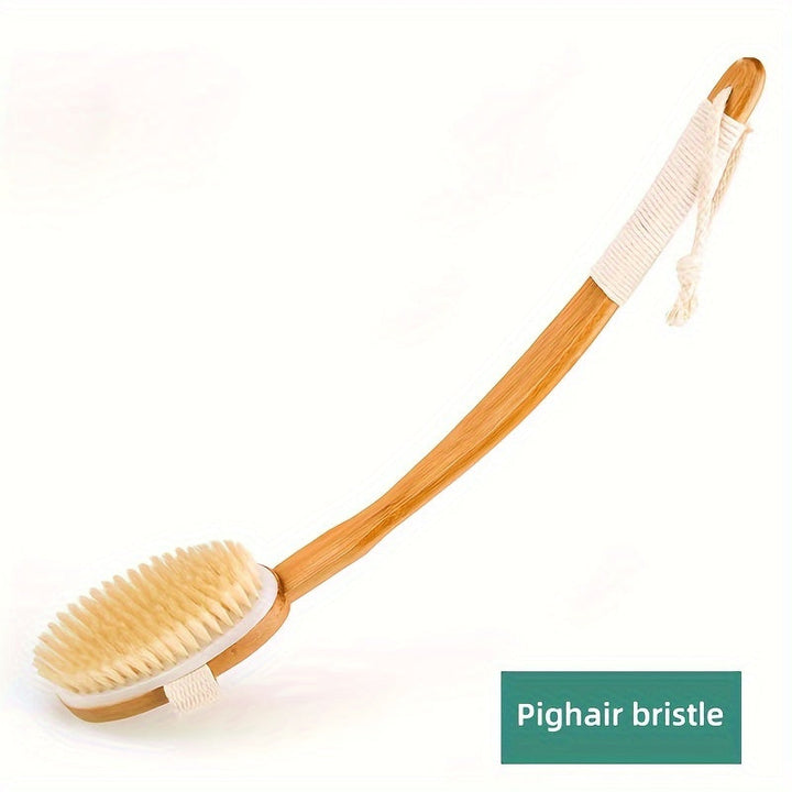 Back Wild Boar Bristle Cleaning Sponge for the Shower - Long Wooden Handle Bath Sponge Brush, soft natural bristles for back cleaning Kalsten
