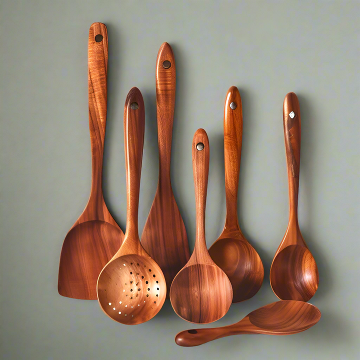 TeakChef Kitchen Set – Sustainable Antibacterial Kitchen Utensils made of Teak Wood | Kalsten