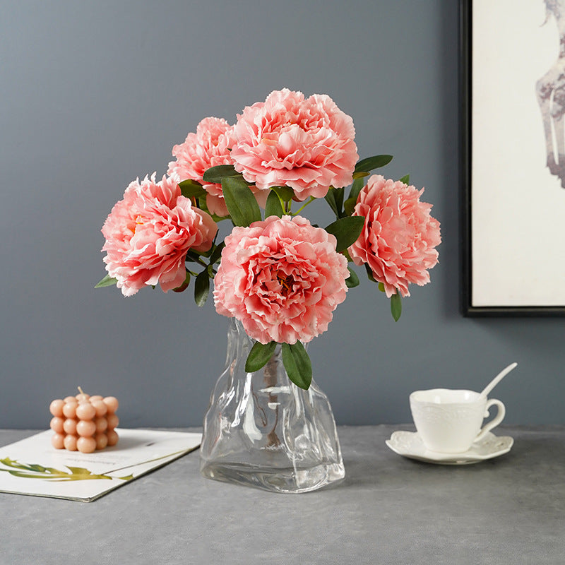 Artificial 5 large head peony flowers | Kalsten