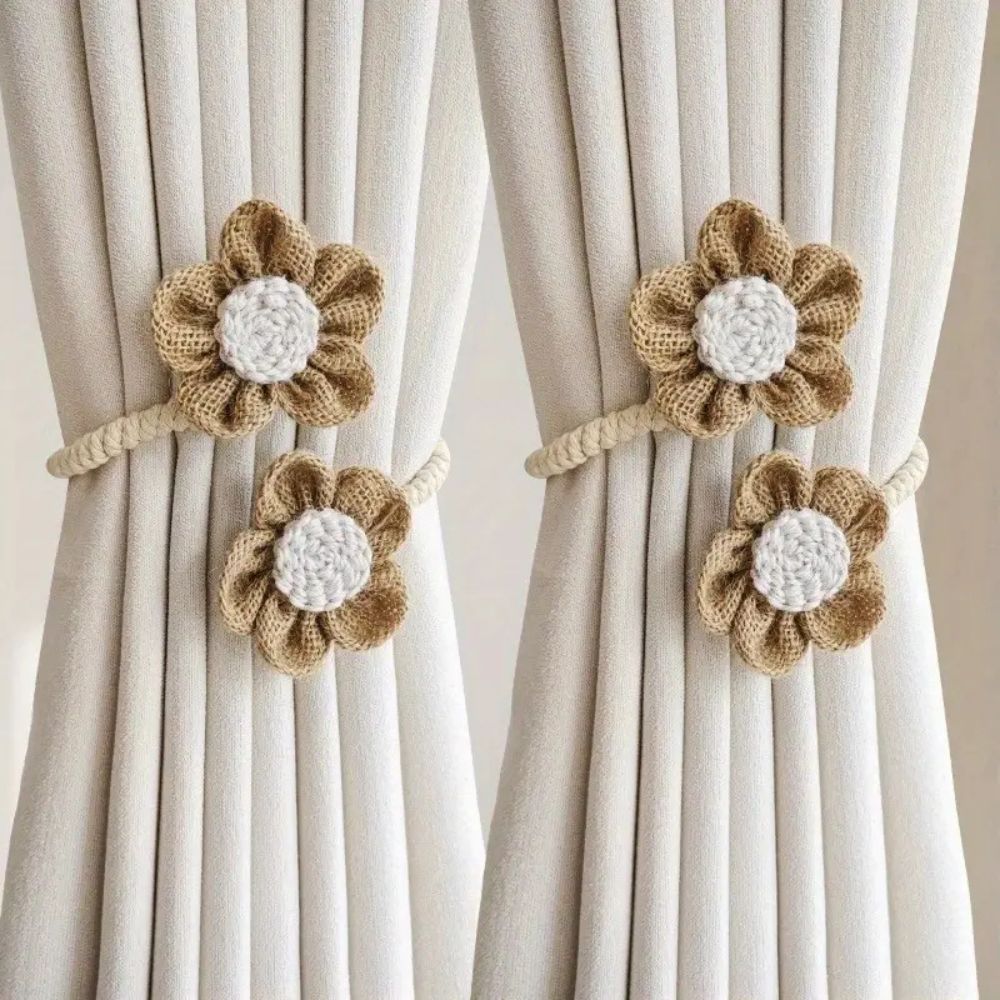 Kalsten | Floral Hemp Curtain Tie Back | 2Pcs Set