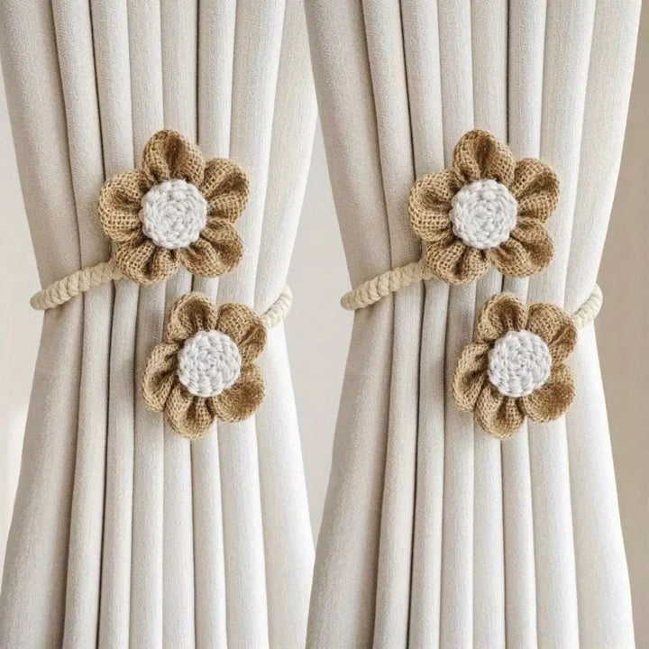 Kalsten | Floral Hemp Curtain Tie Back | 2Pcs Set
