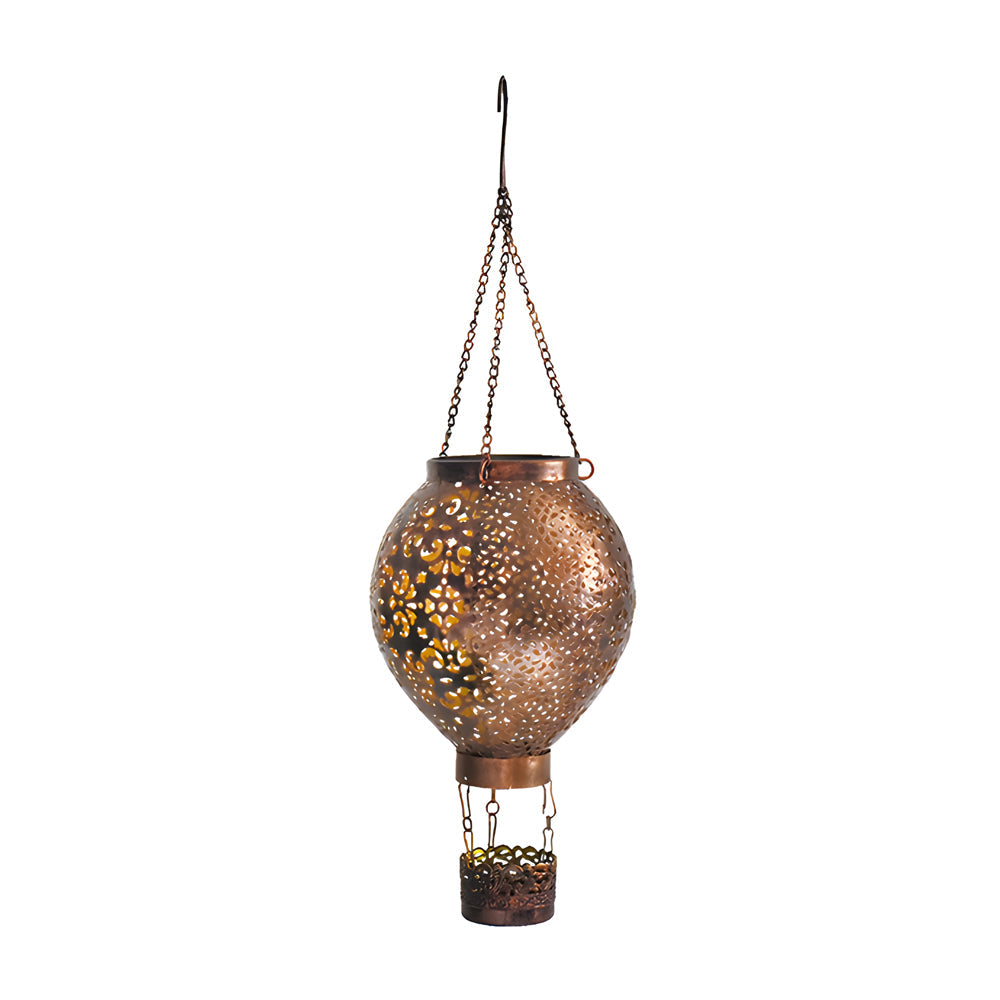 Portable Cast Iron Hot Air Balloon Solar Lanterns Hanging Solar Light Hollow Outdoor Decor Garden Light | Kalsten