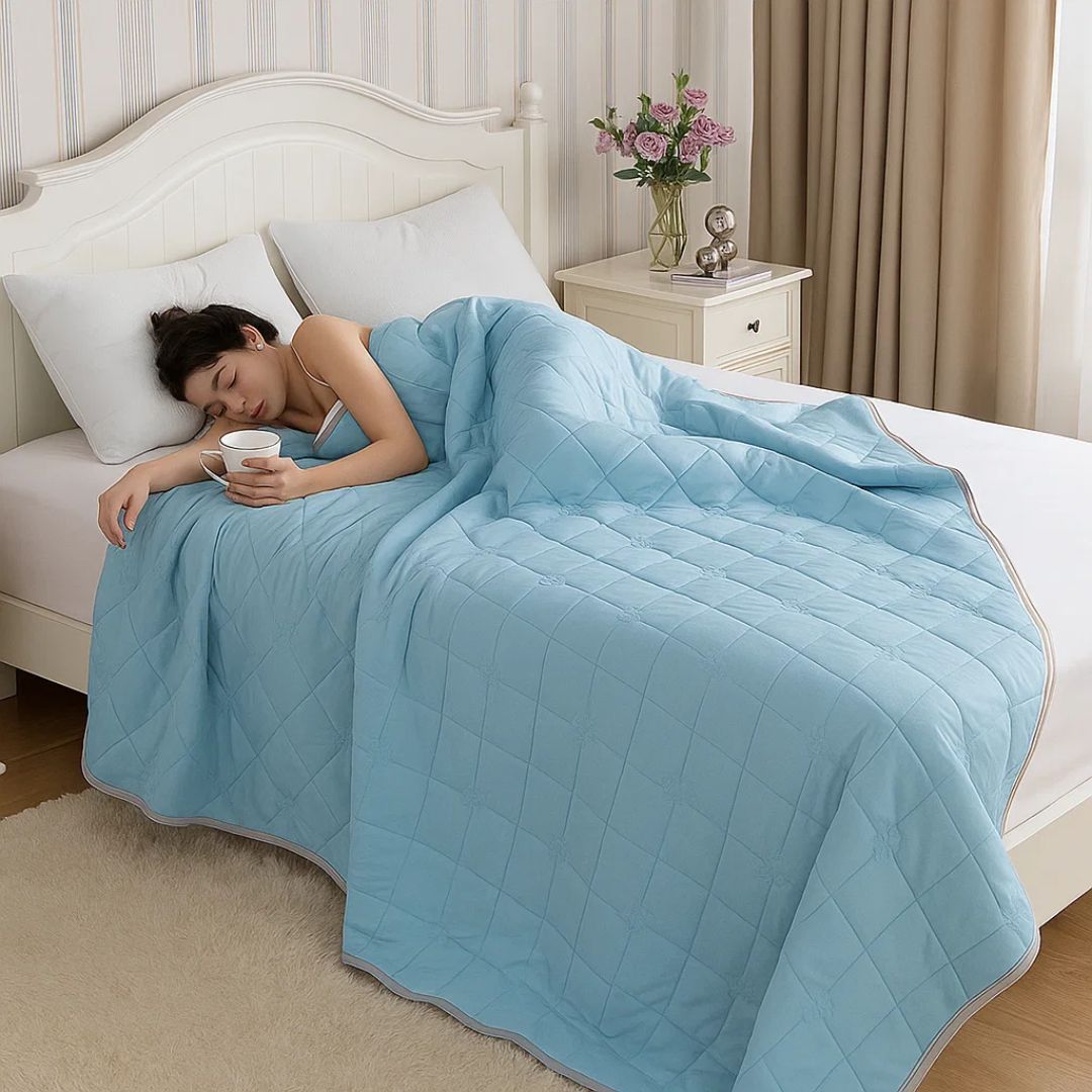 SilkCool | Cooling Blanket – Instant Cooling Comfort – Silky Hypoallergenic Fibre – Prevents Overheating – Relief for Night Sweats Sensitive Skin Kalsten