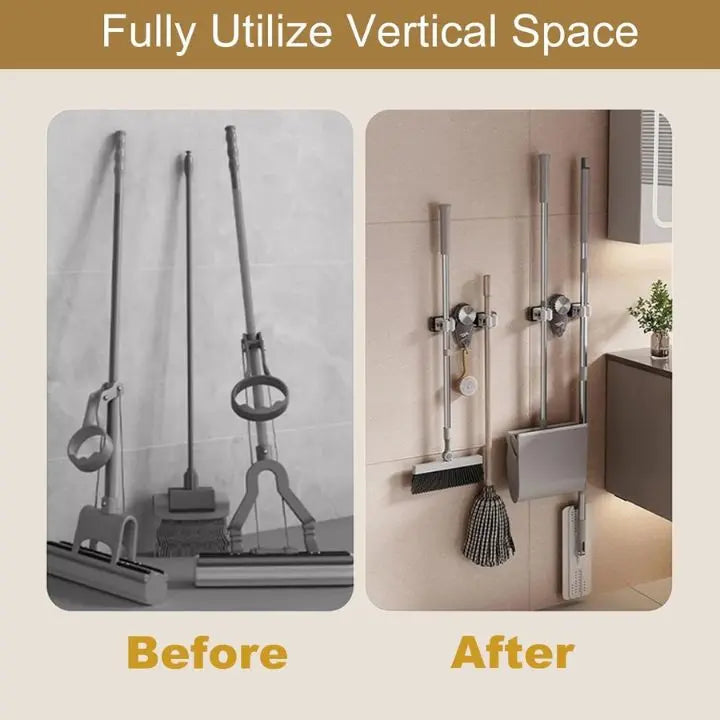 BowLift | Strong broom holder without drilling – Space-saving & safe storage