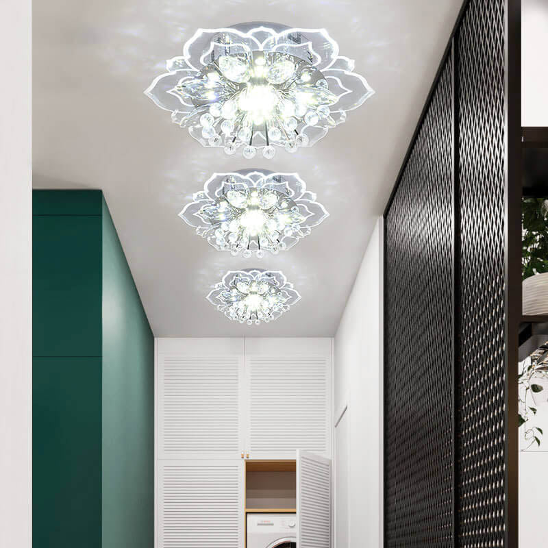 GlowPetal LED Crystal Ceiling Lamp – Flower-Shaped Modern Decor