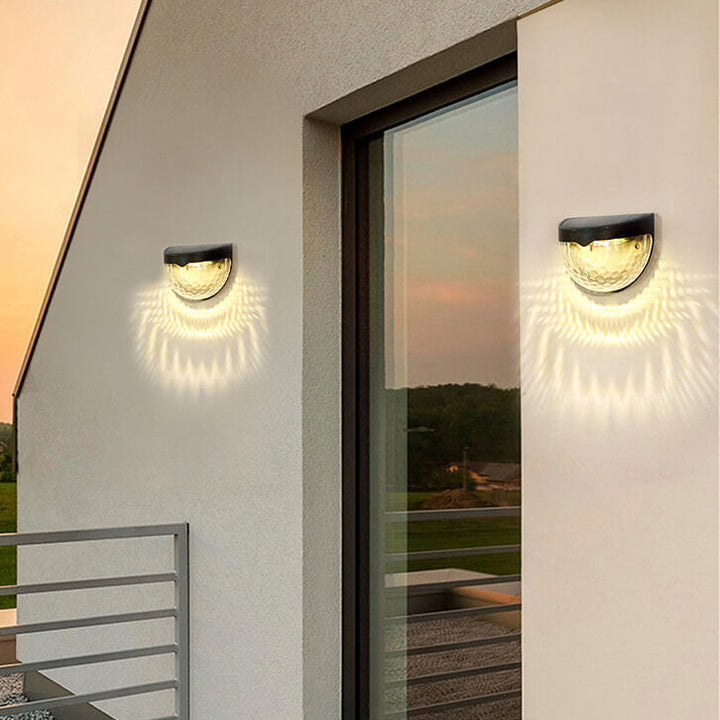 Solar Semi Circle Outdoor Waterproof Light Shadow Fence Wall Sconce Lamp | Kalsten