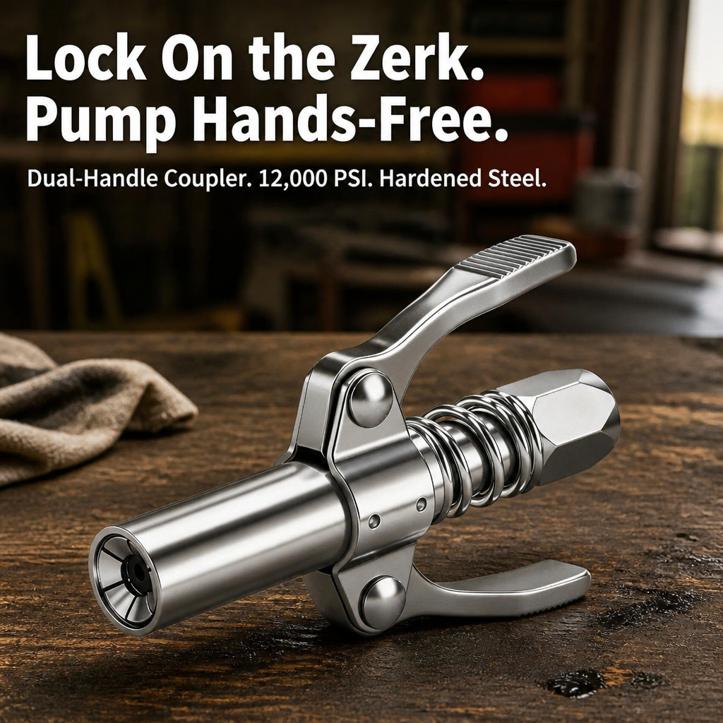 IronGrip Grease Nipple Coupler with Two-Handle Locking | Kalsten