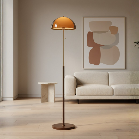 Rustina Retro Amber Acrylic Dome Floor Lamp