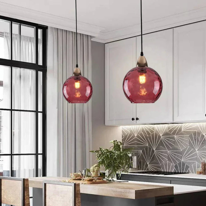 Pendant Light Ripple Glass 7.9 in Sphere Adjustable Dining Room Kitchen Hanging Ceiling Lamp Modern Nordic Minimalist Fixture | Kalsten
