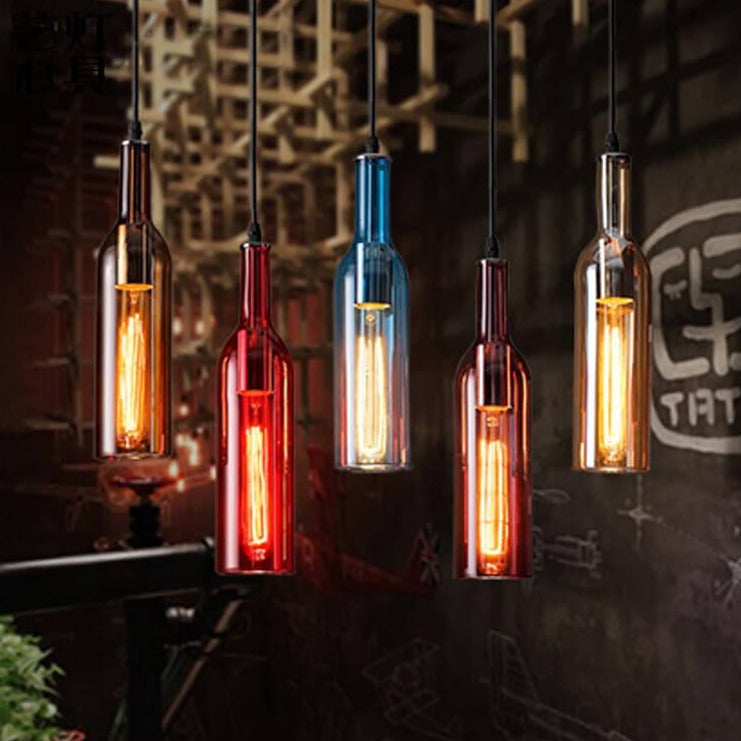 Pendant Light Glass 12.2 in Industrial Red Blue Green Yellow Purple Bar Living Room Cafe Restaurant Office Lighting | Kalsten