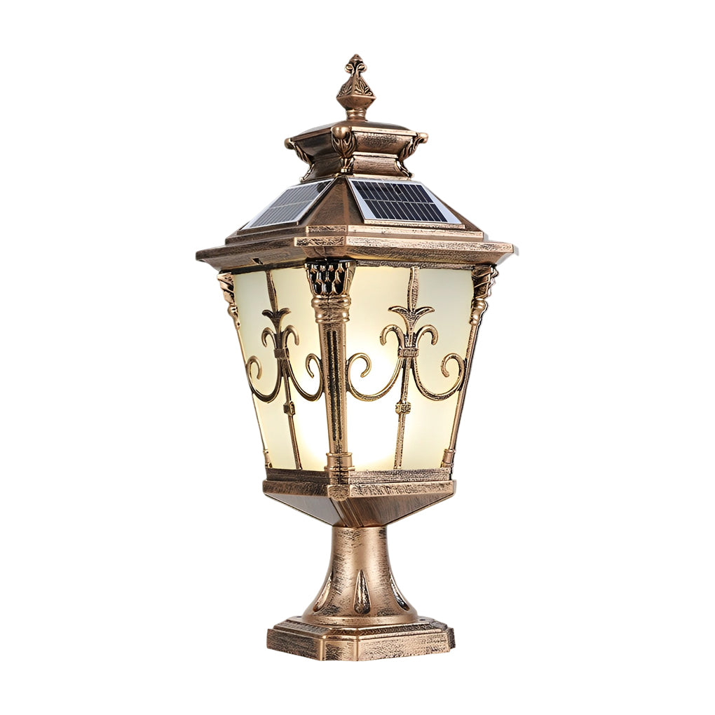 Retro Pattern Waterproof LED European Style Solar Fence Post Lights | Kalsten