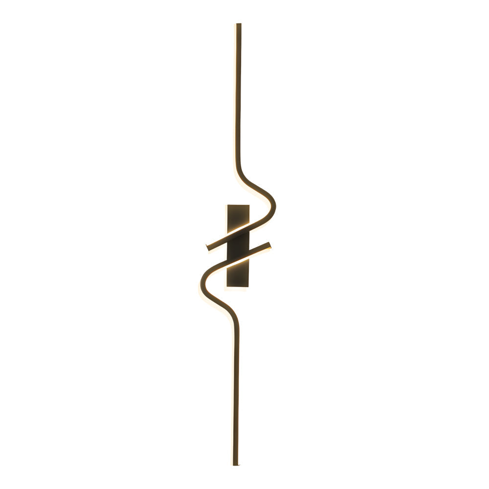 Minimalist Long Wave Aluminum Black Decorative LED Wall Lamp | Kalsten