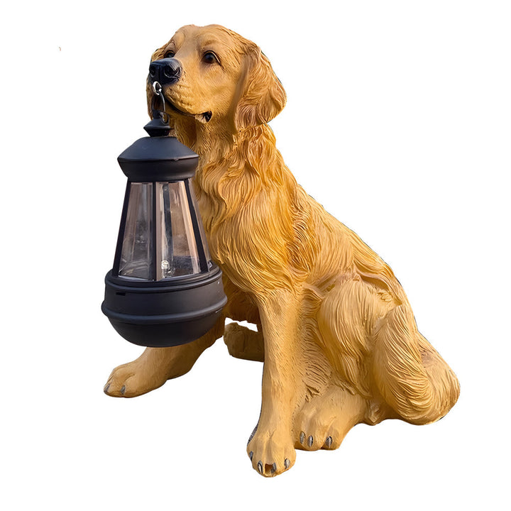 Resin Dog with Lantern Landscape Decor Solar Outdoor Lights | Kalsten