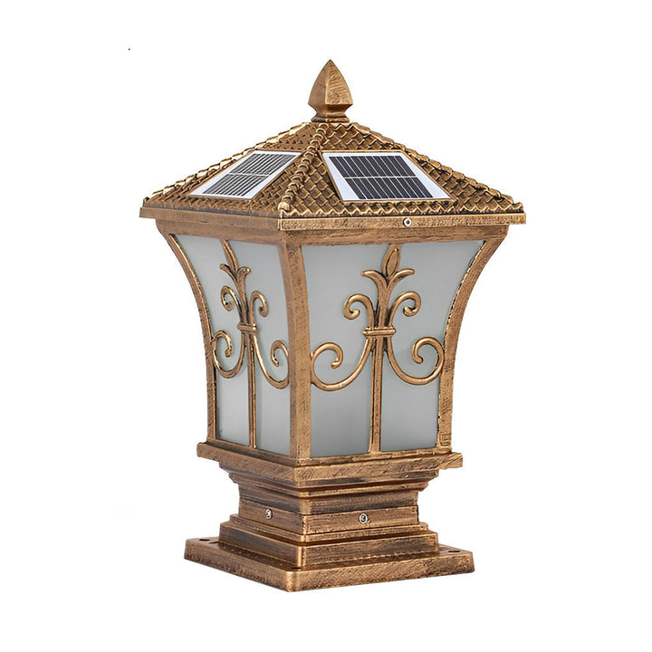 Vintage Pattern Waterproof Automatic Solar Powered Fence Post Lights | Kalsten