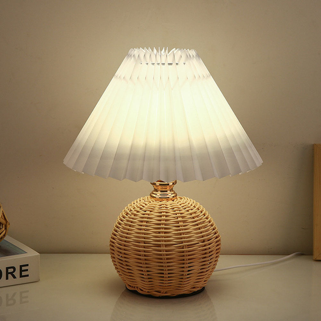 Modern Table Lamp with White Pleated Shade | Kalsten