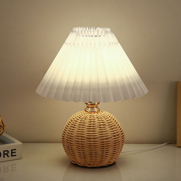 Modern Table Lamp with White Pleated Shade | Kalsten