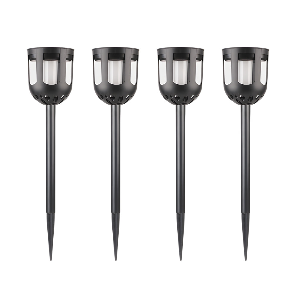 4-Pack Modern Black Solar LED Outdoor Path Light Set | Kalsten