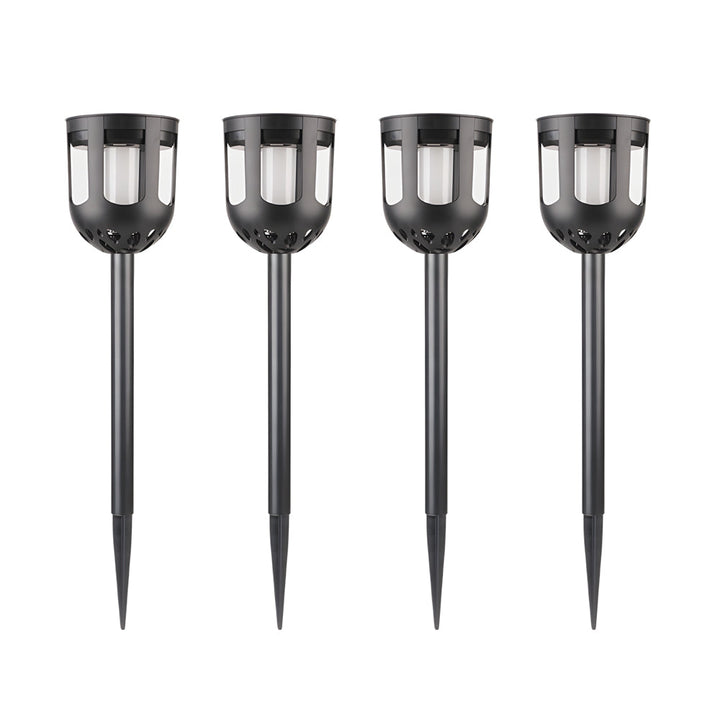 4-Pack Modern Black Solar LED Outdoor Path Light Set | Kalsten
