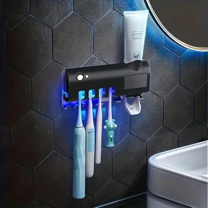 Skanto | Smart UV Light Sterilizer Toothbrush Holder, Wall-Mounted Toothpaste Dispenser