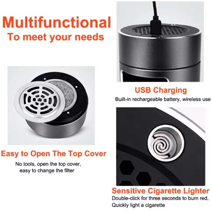 Kalsten | Portable Smokeless Ashtray with HEPA Filter & USB Battery