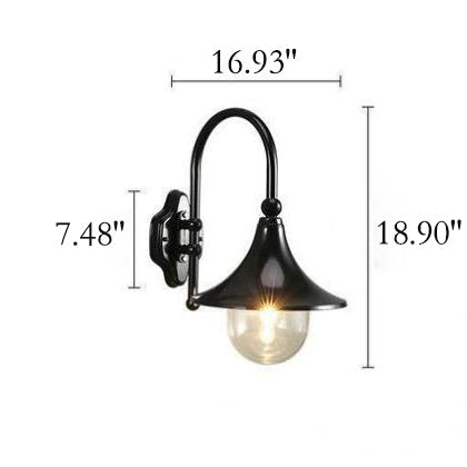 Retro Minimalist Trumpet Waterproof 1-Light Wall Sconce Lamp | Kalsten