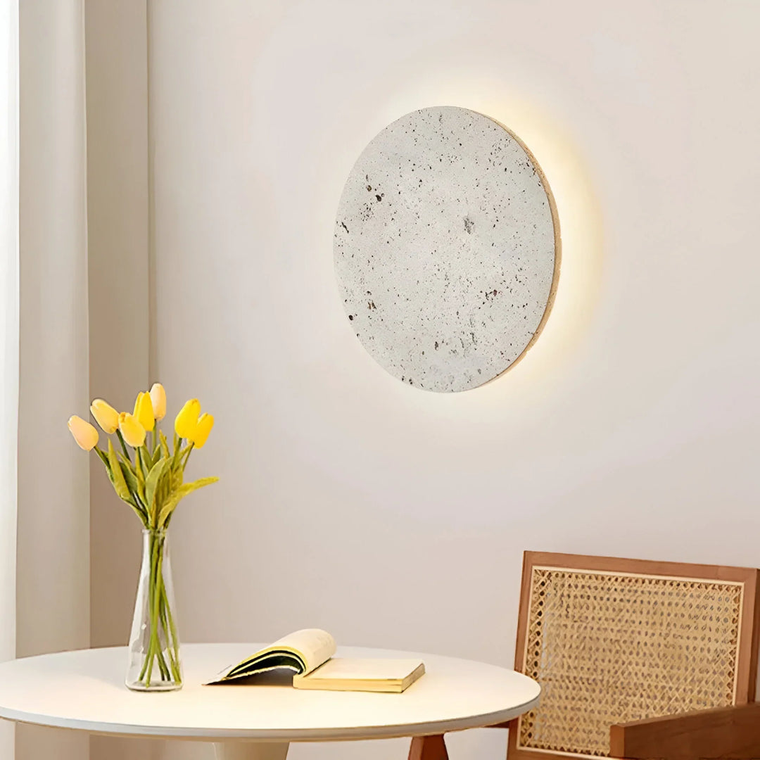 Stone-Effect Round Wall Light
