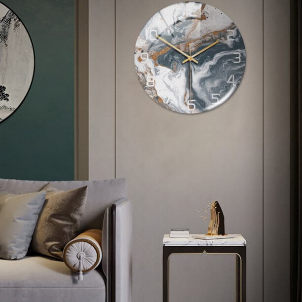 Stylish Marble Wall Clock with Silent Mechanism Kalsten