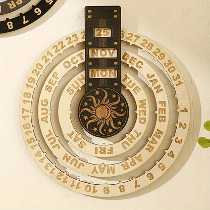 Wood Rotating Circular Perpetual Calendar | Bowlift