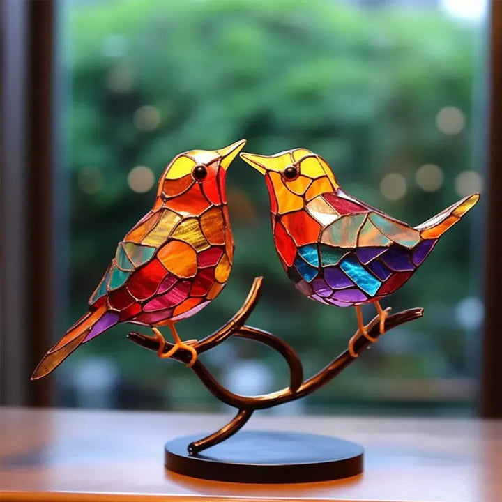Colored Glass Ornaments Birds on Branches | Kalsten