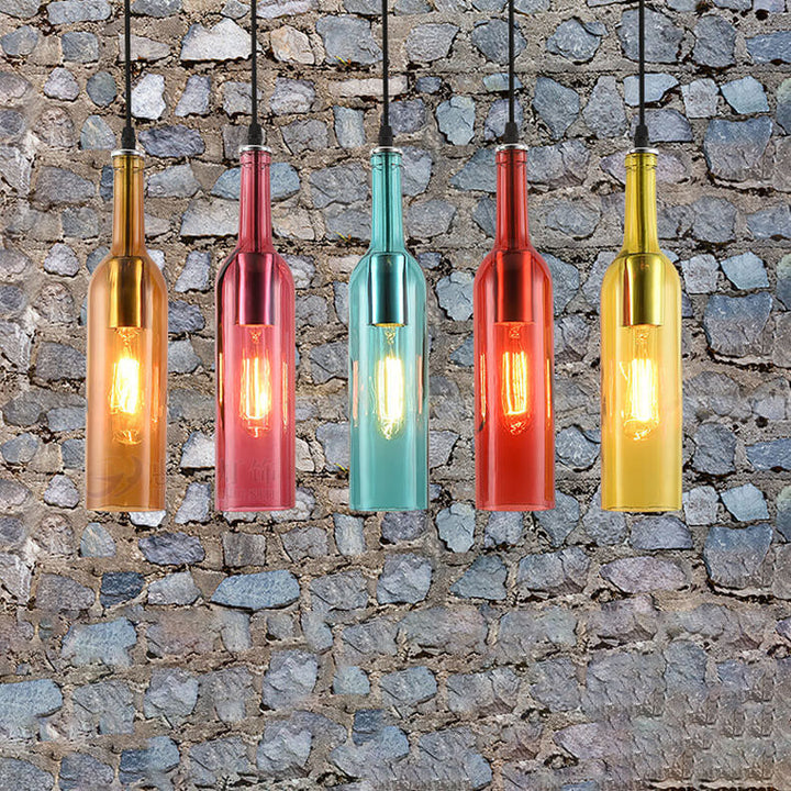 Pendant Light Glass 12.2 in Industrial Red Blue Green Yellow Purple Bar Living Room Cafe Restaurant Office Lighting | Kalsten