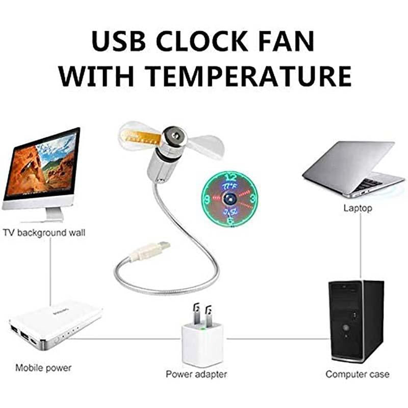 USB Fan with LED Clock Lighting | Kalsten