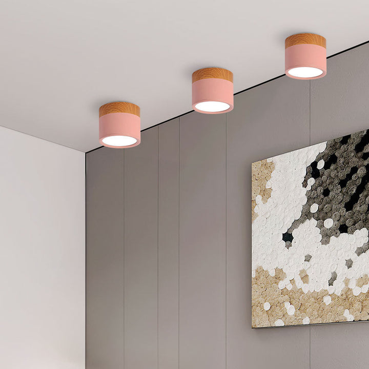 Pink Wood Flush Mount Ceiling Lamp Kalsten