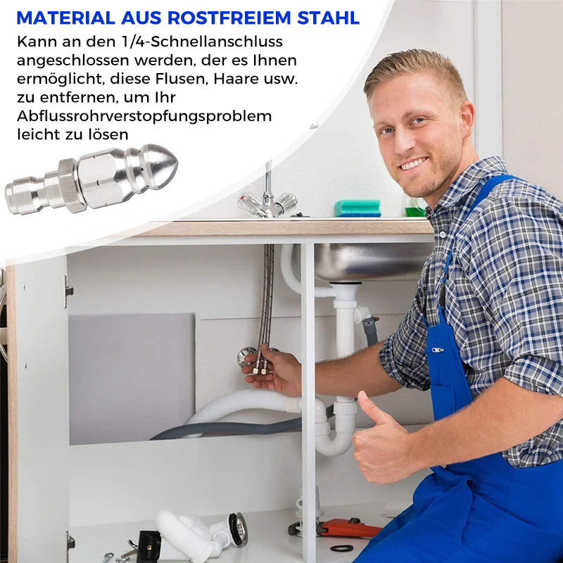 High pressure nozzle made of stainless steel for unclogging wastewater pipes | Kalsten