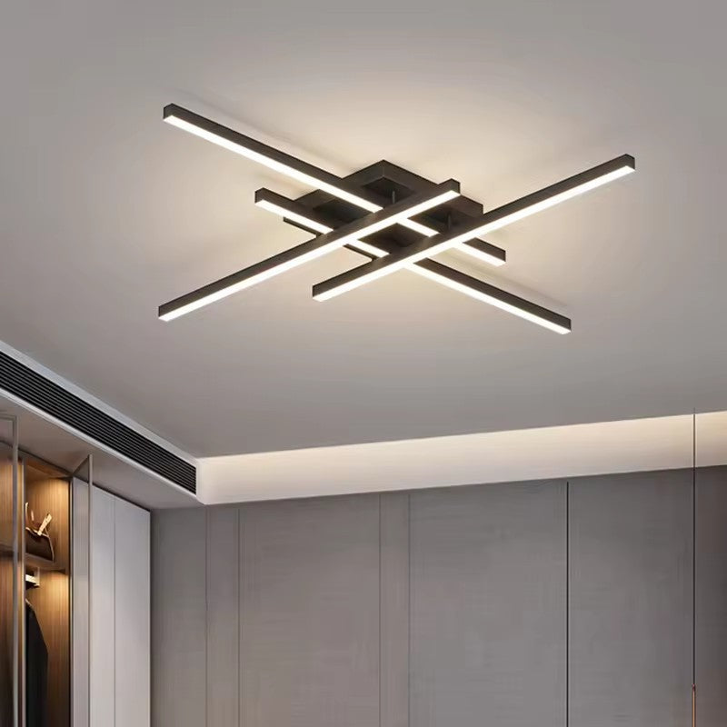 Modern Linear 4-Head LED Ceiling Light (Dimmable, White or Black)