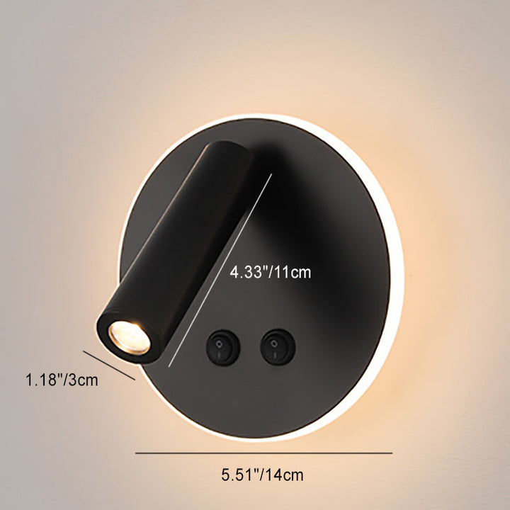 Modern Minimalistic Rectangular Round Iron Aluminum LED Wall Lamp For Bedroom | Kalsten
