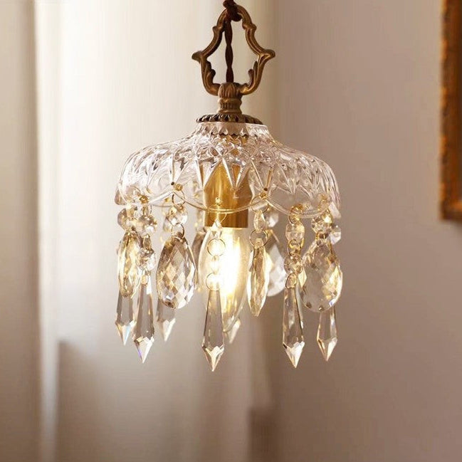 Small Brass Crystal Chandelier