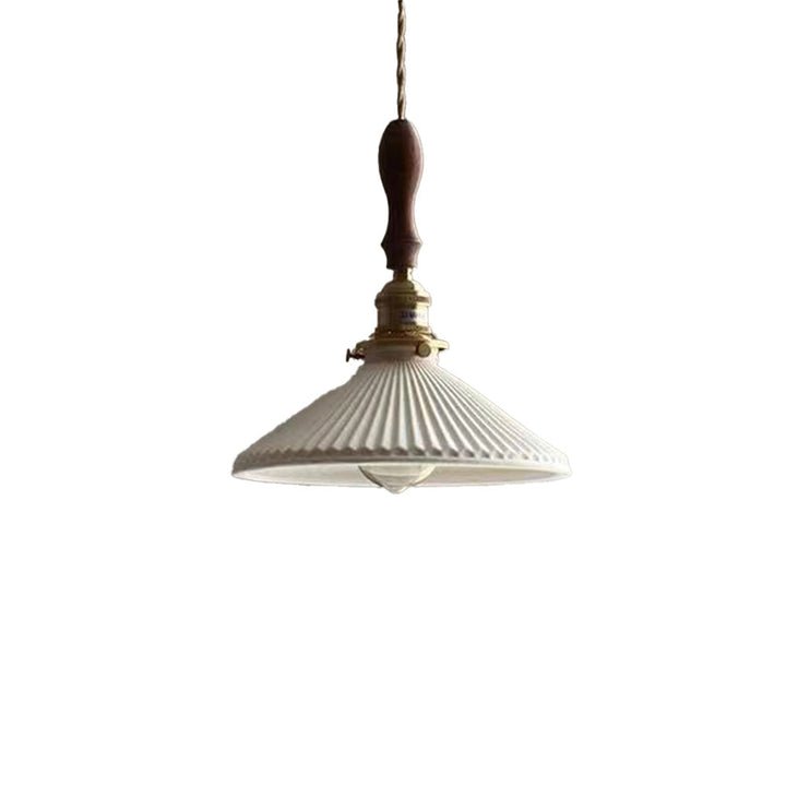 Modern Ceramics Retro Pleated Pendant Light For Living Room | Kalsten