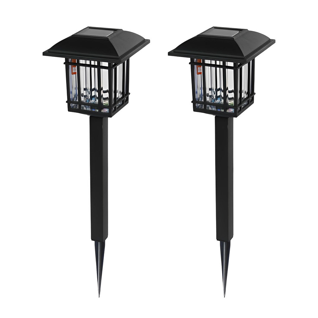 2PCS Vintage Square Waterproof LED Black Modern Solar Lawn Lights | Kalsten