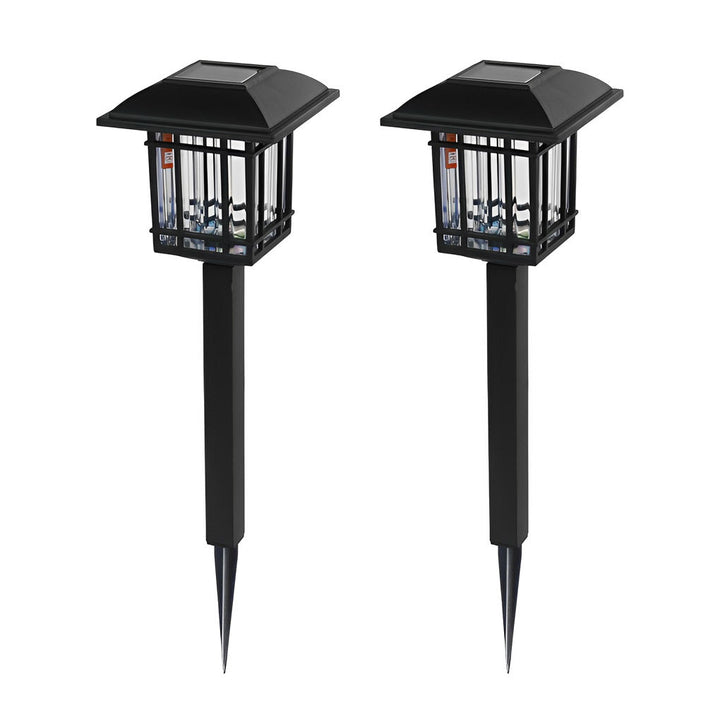 2PCS Vintage Square Waterproof LED Black Modern Solar Lawn Lights | Kalsten