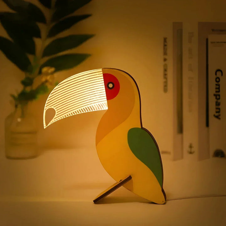 Animal Figure Table Lamp Made of Wood | Kalsten