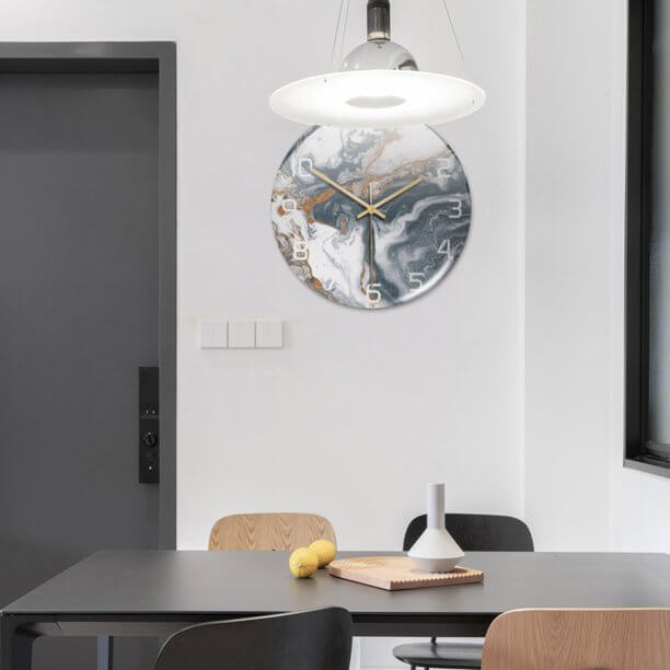 Stylish Marble Wall Clock with Silent Mechanism Kalsten