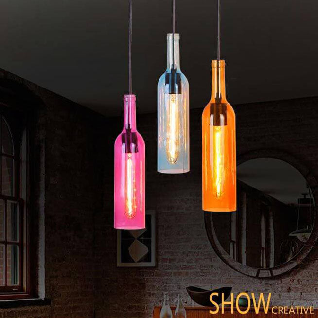 Pendant Light Glass 12.2 in Industrial Red Blue Green Yellow Purple Bar Living Room Cafe Restaurant Office Lighting | Kalsten