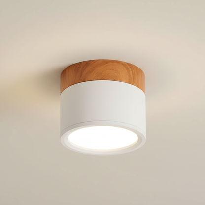 Button Wood-Accent Flush Mount