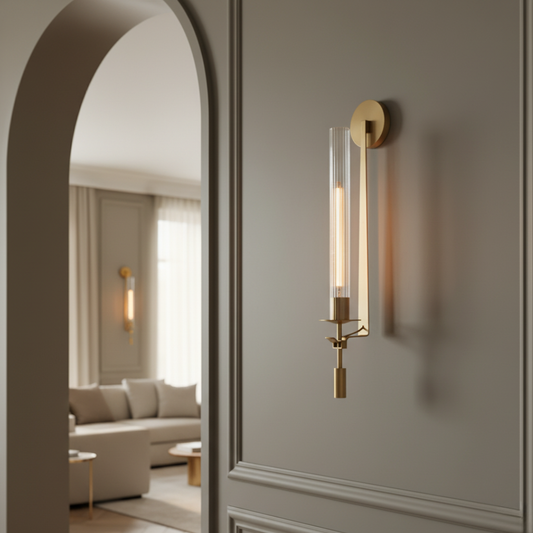 Clarion Fluted Glass & Iron Wall Sconce
