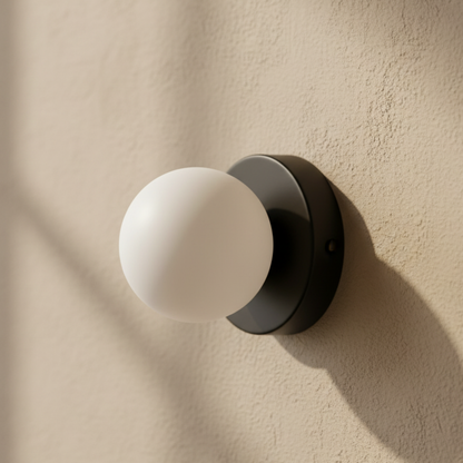 Round Frosted Glass Globe Ceiling Sconce